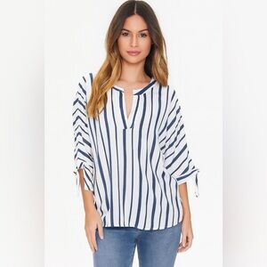 Blue Rain Large Women's Striped Cold Shoulder Blouse